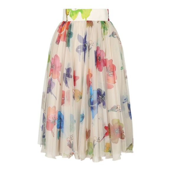 Off White Printed Skirts